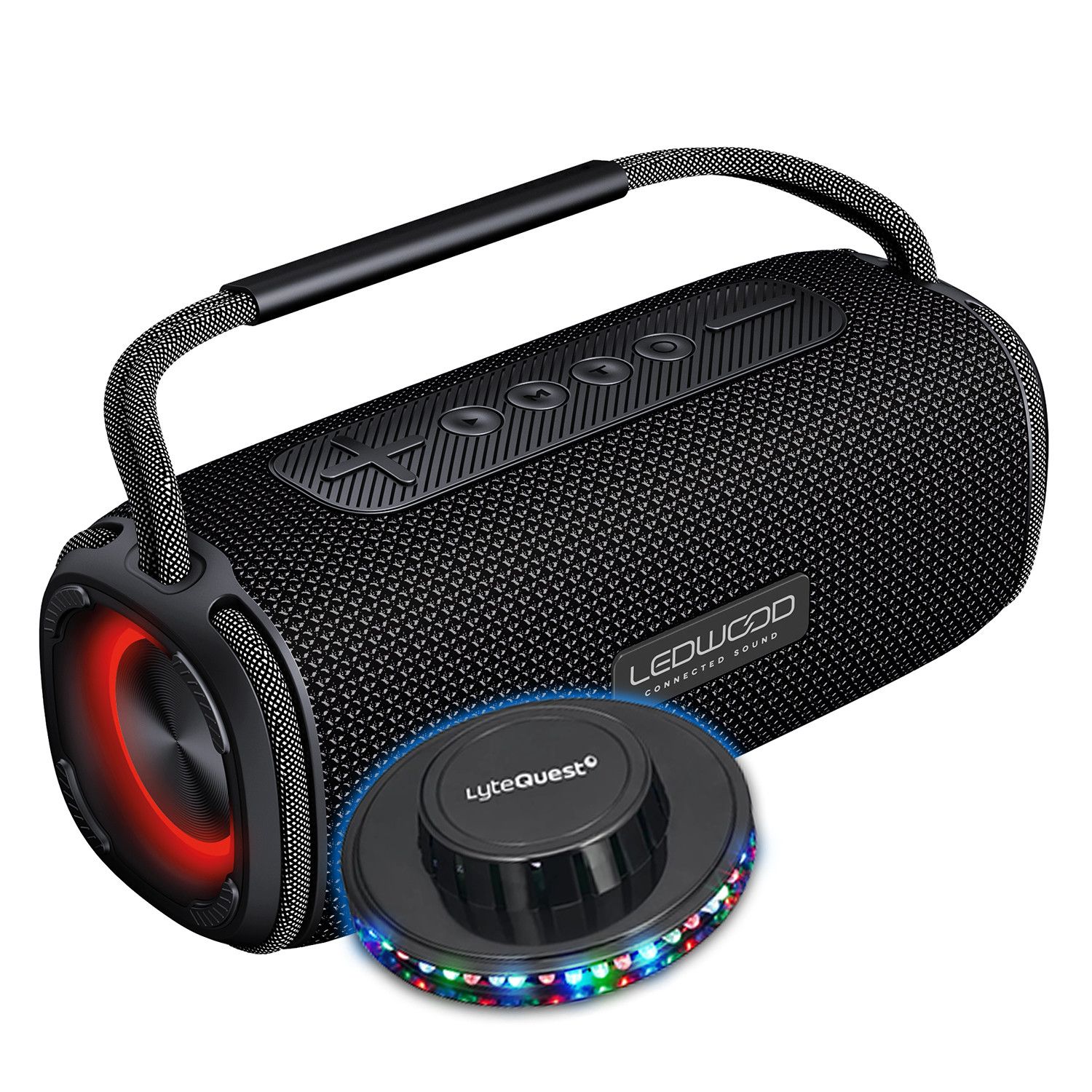 Enceinte autonome Ledwood XTR160 Noir, 200W, Effet LED, Bluetooth, TWS, Protection IPX6, Entrée USB, SD - 20W RMS, Lumière LED