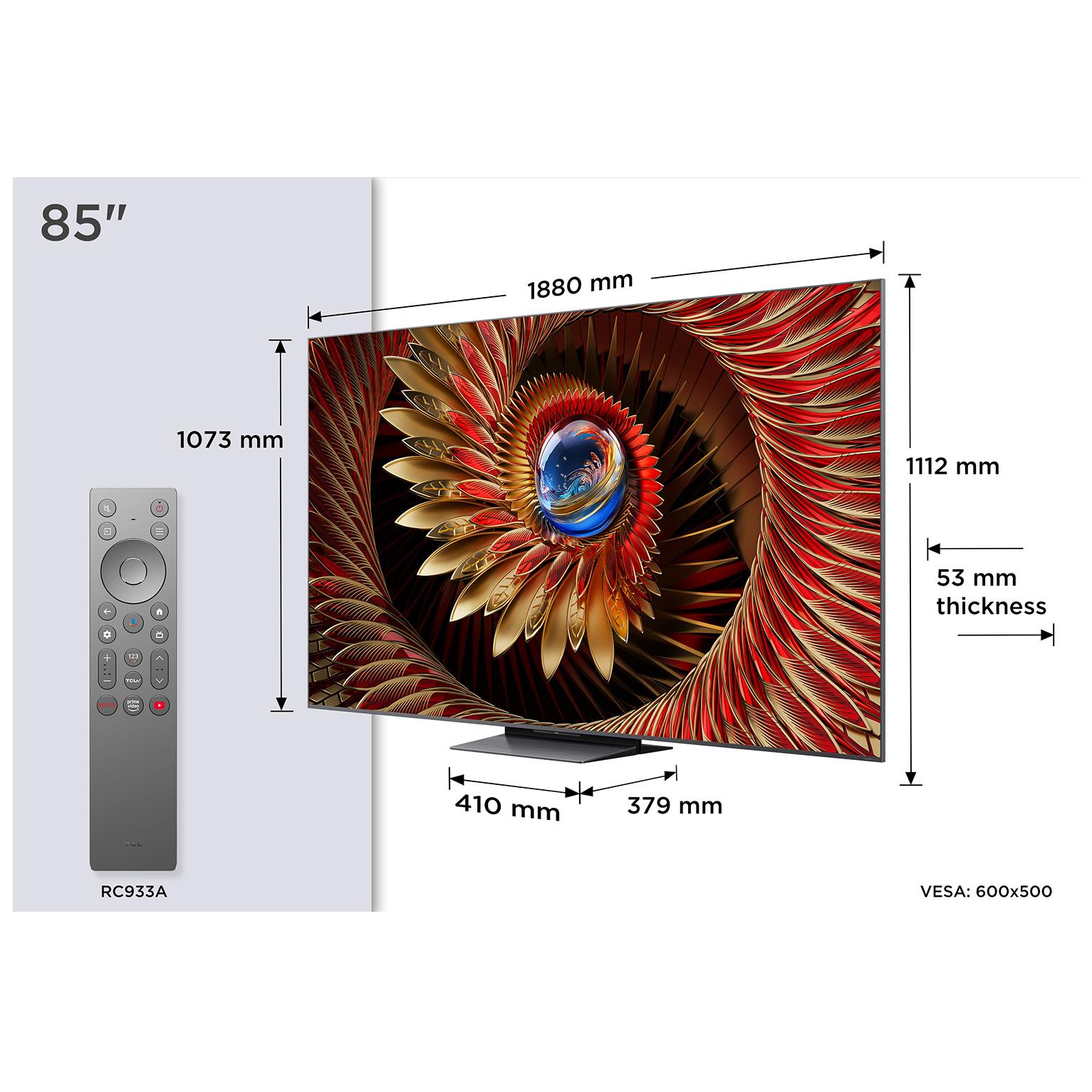 TCL 85C89K 85-inch 4K Ultra HD Smart TV - Black