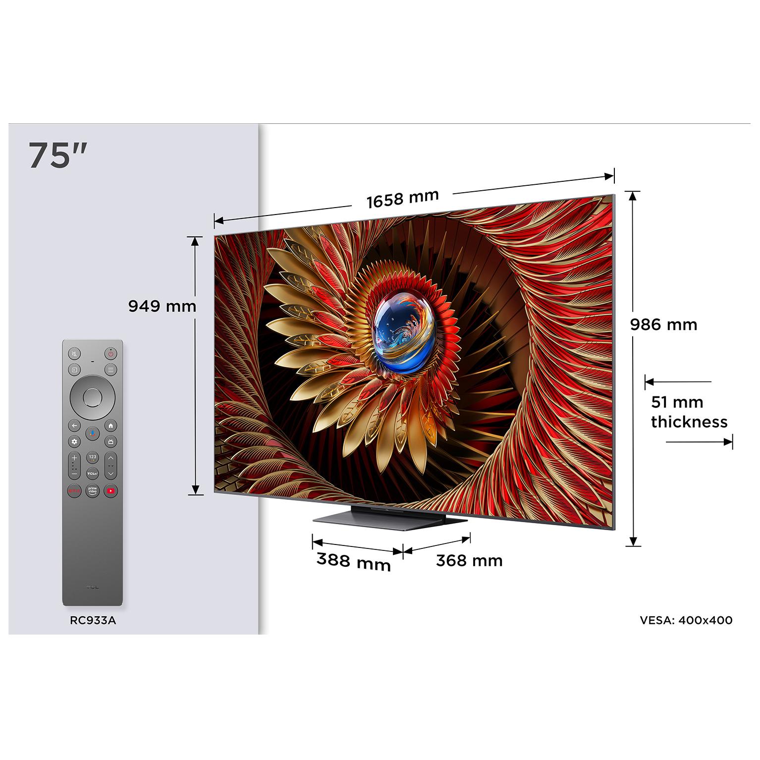 TCL 75-Inch 4K Ultra HD Smart TV, Black
