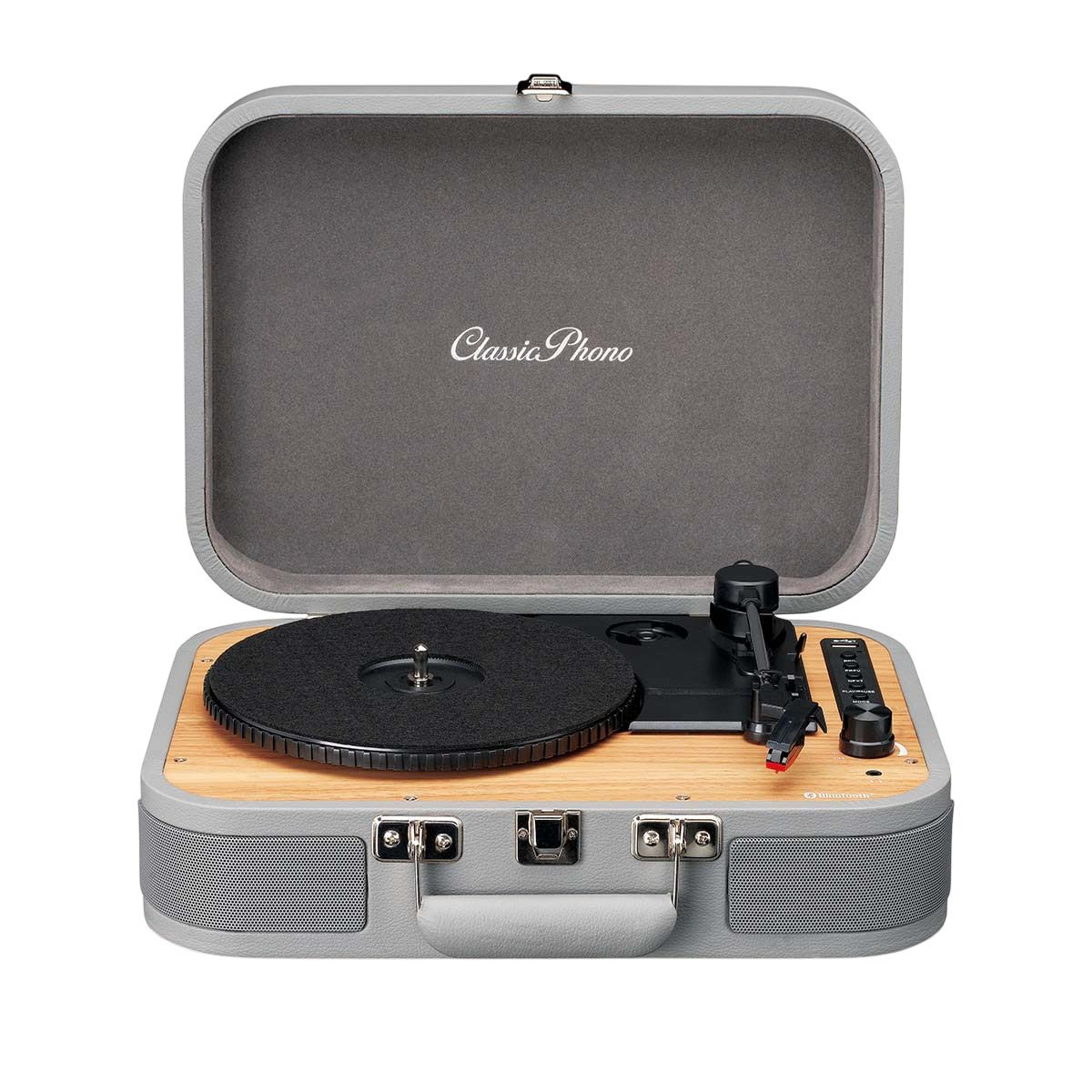 Classic Phono TT-116GY Bluetooth Vinyl Platter with Built-in Speakers - Grey