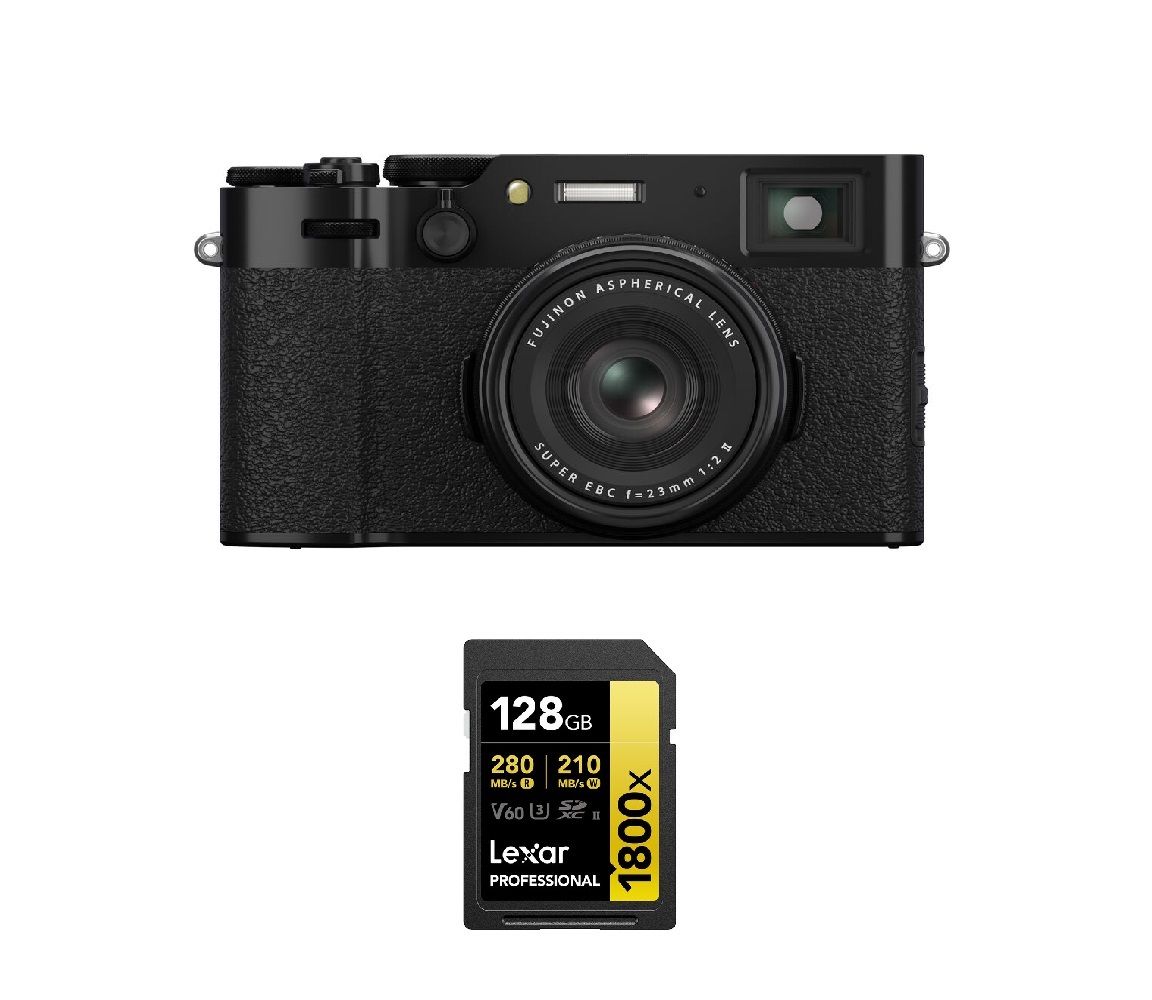 Fujifilm X100VI 40.2MP Black + Lexar 128GB 1800x UHS-II Memory Card
