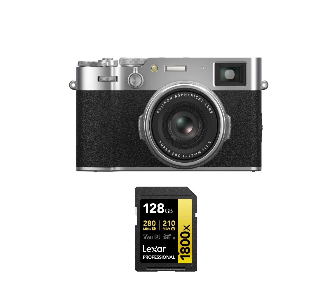 Fujifilm X100VI 40.2MP Silver + Lexar 128GB UHS-II Card