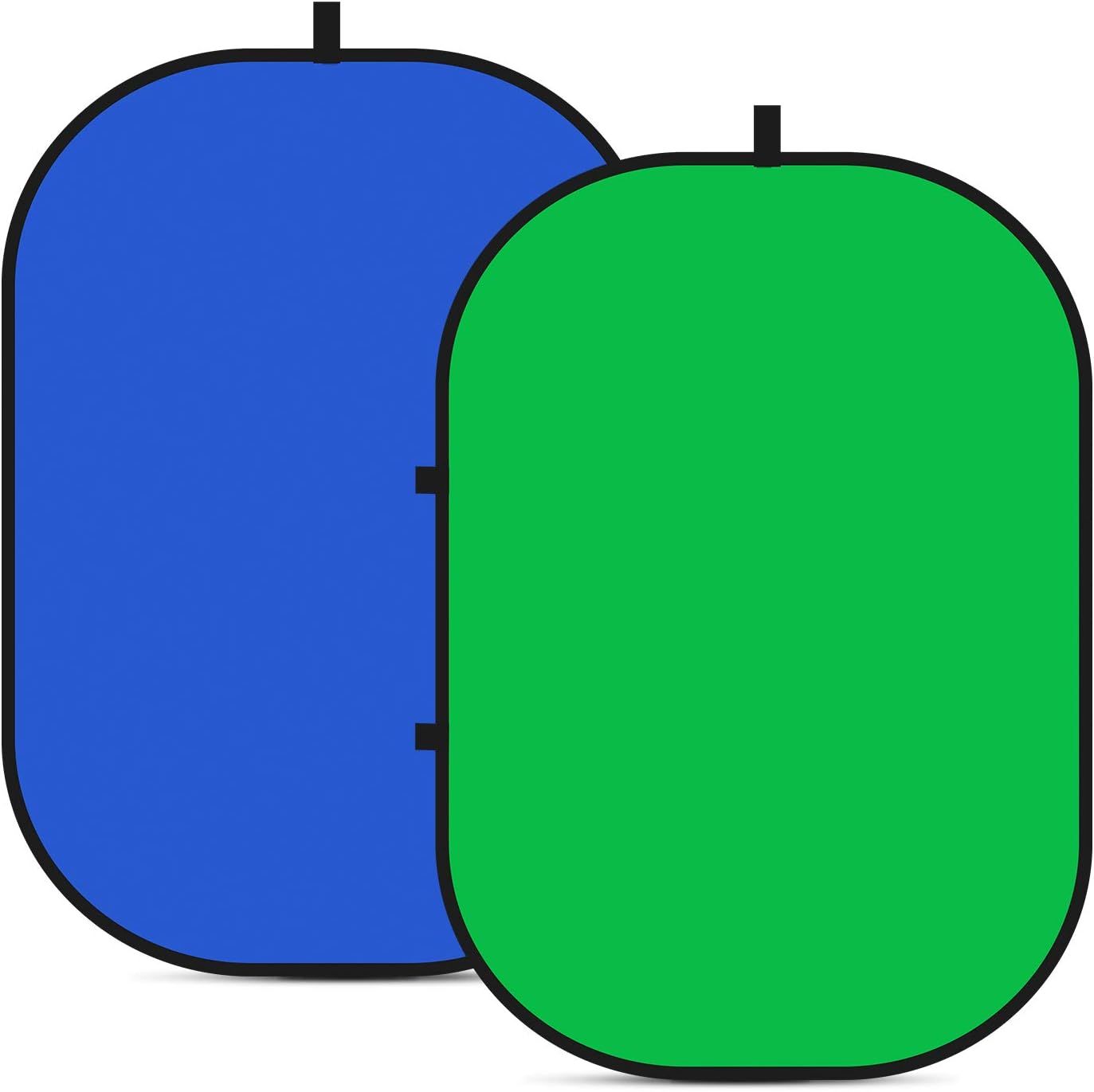 Hojas de fondo Neewer Chroma Key, pantalla verde y azul doble cara, plegable y reversible 2 en 1 para fotografía, juegos y transmisión en vivo, 5'×6.6' / 1.5m×2m (Verde/Azul)