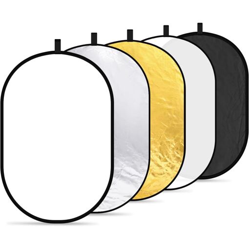 Neewer 5-in-1 Foldable Reflector, 60x90cm (24x36inch), Golden/Silver/White Translucent