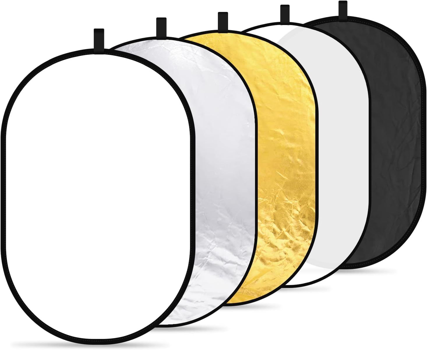 Reflejo de luz plegable Neewer 5 en 1, 60x90 cm (24x36 pulgadas), dorado/plata/blanco traslúcido