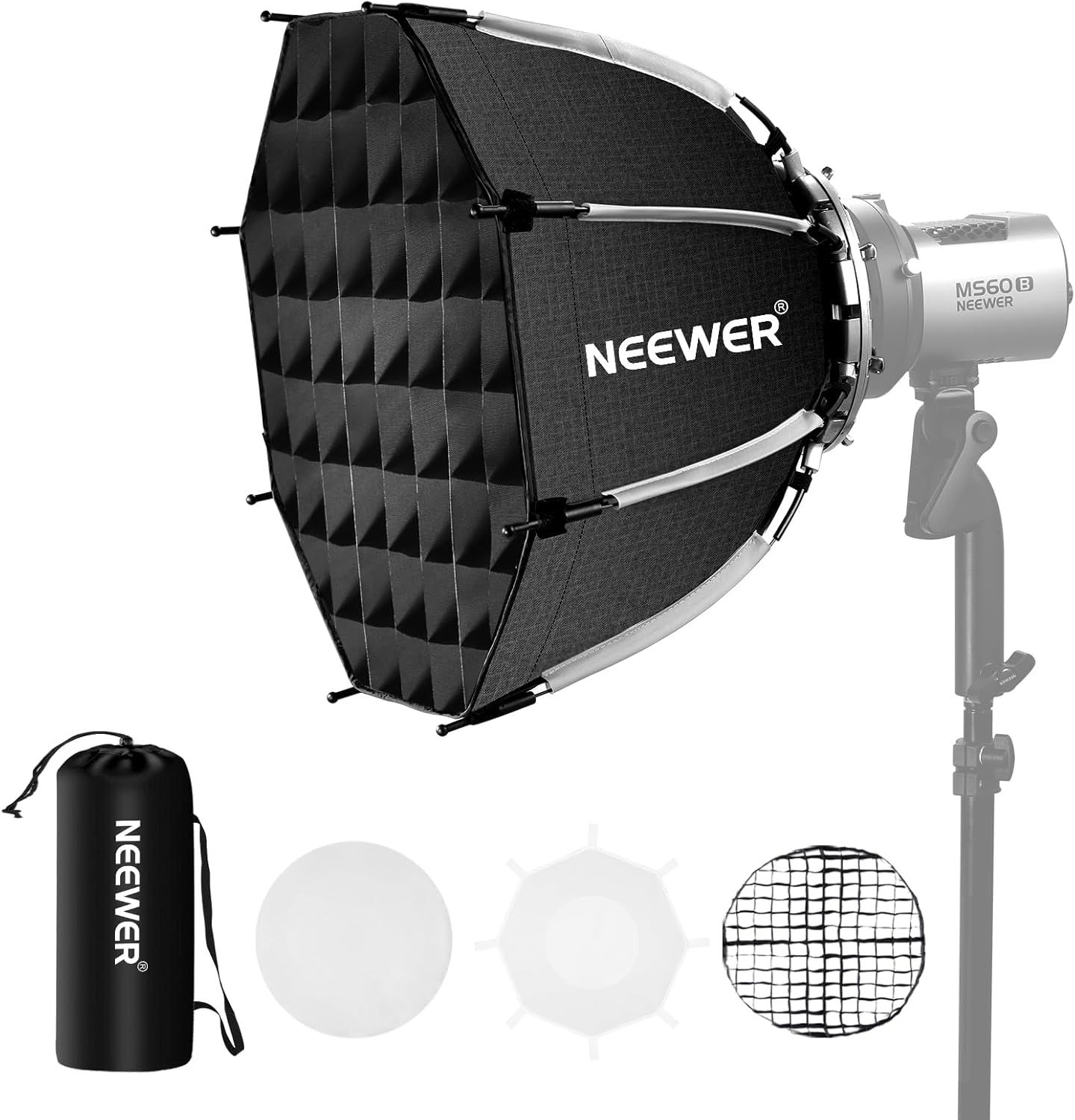 Neewer 45cm Octagonal Light Box with Quick Fold and Install, Compatible with Godox Aputure Q4 RGB CB60 MS60B MS60C MS150B