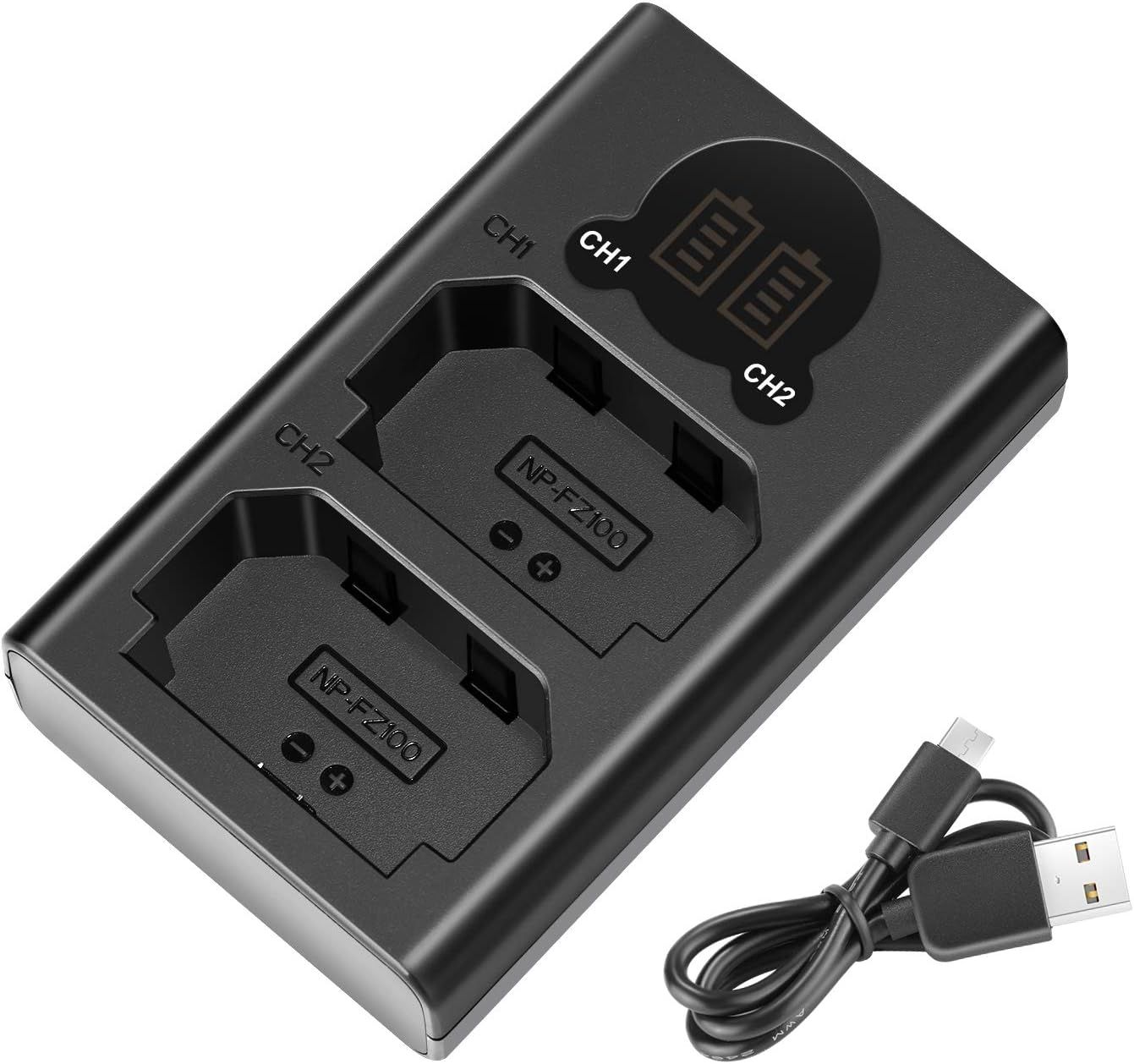 Chargeur double USB Neewer pour batterie Sony NP-FZ100, compatible avec les appareils photo Sony ZV-E1, FX3, FX30, A1, A9 II, A7R V, A7S III, A7 IV, A6600, A7C