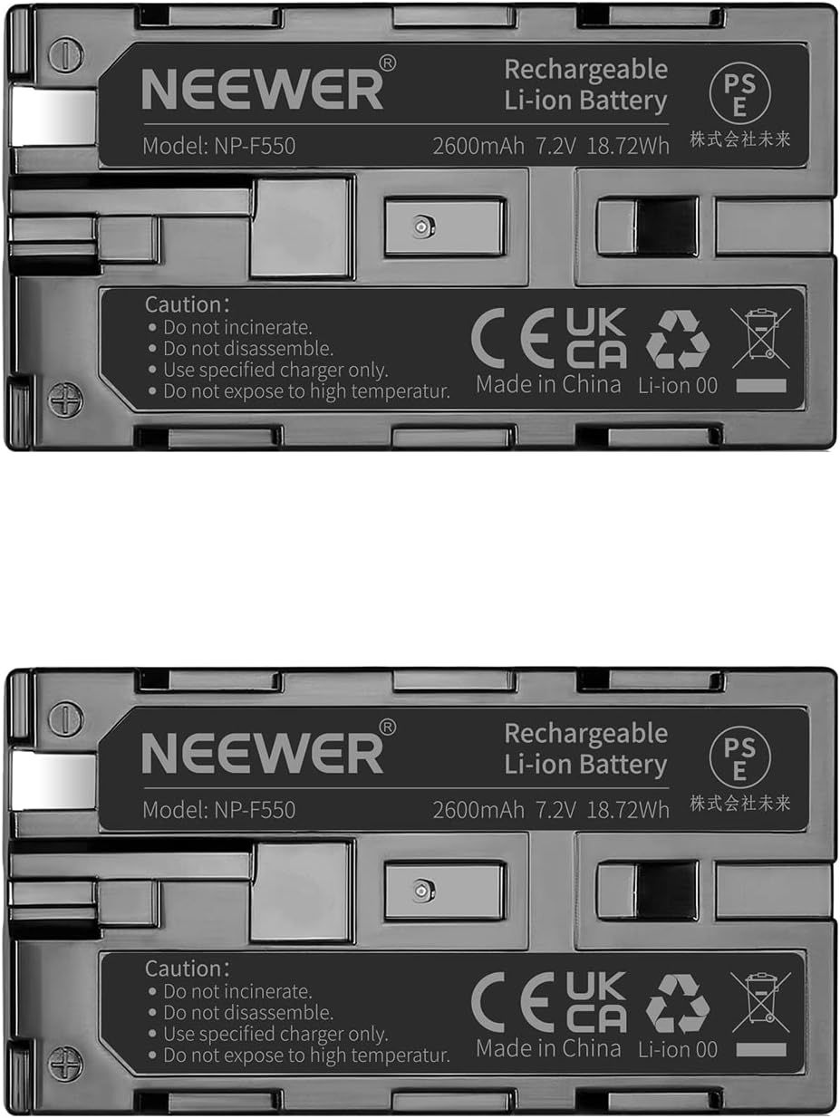 Batería recargable de iones de litio Neewer de 7,2 V (2600 mAh), de reemplazo para Sony NP-F550/570/530, pack de 2