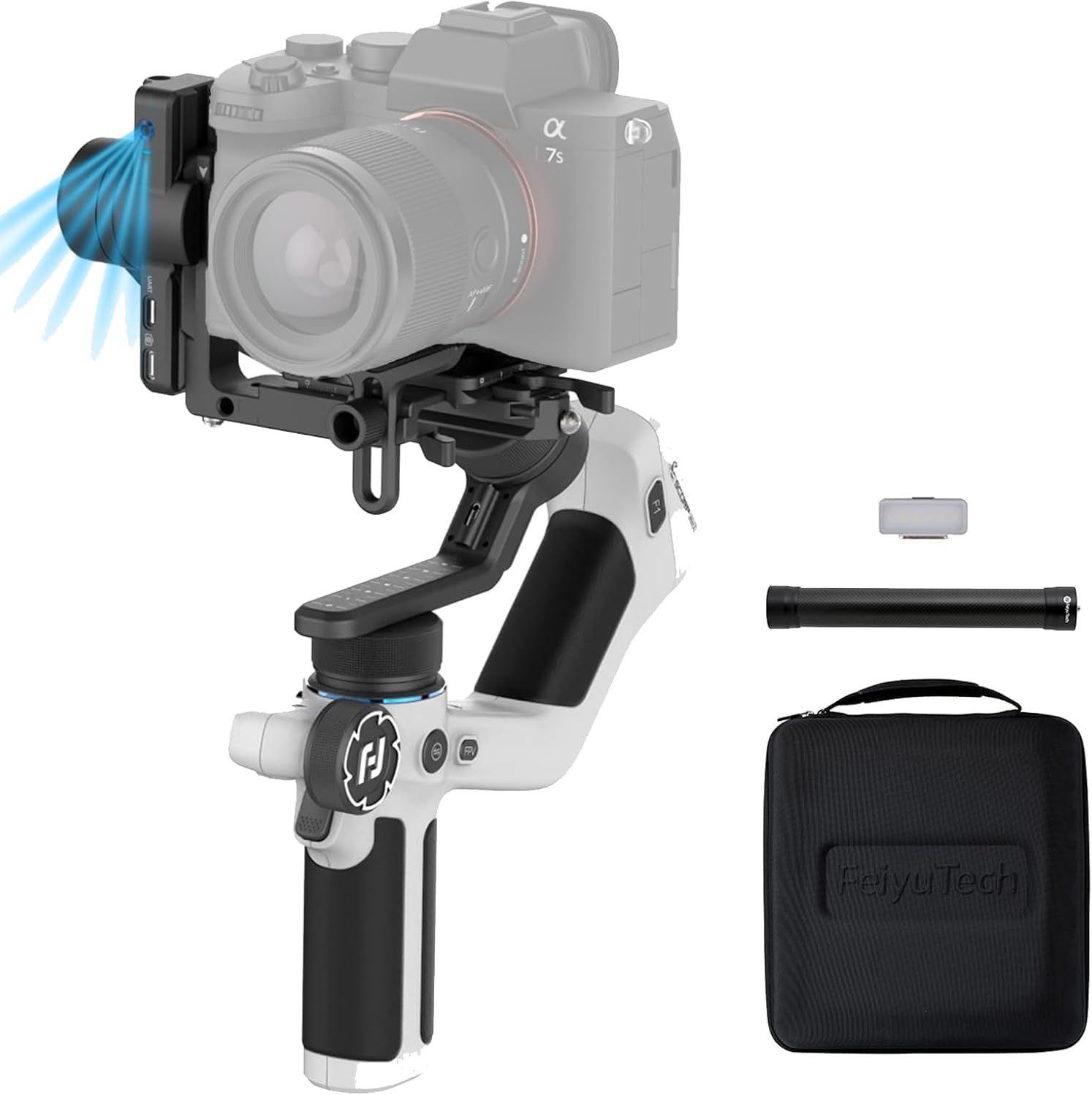 Feiyu Tech SCORP Mini 2 White Combo, 3-Axis Gimbal Stabilizer for Mirrorless Camera/Action Cam/Smartphone