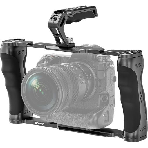 Neewer Universal Camera Cage with Top Handle and Arri 3/8" Positioning Pins Kit