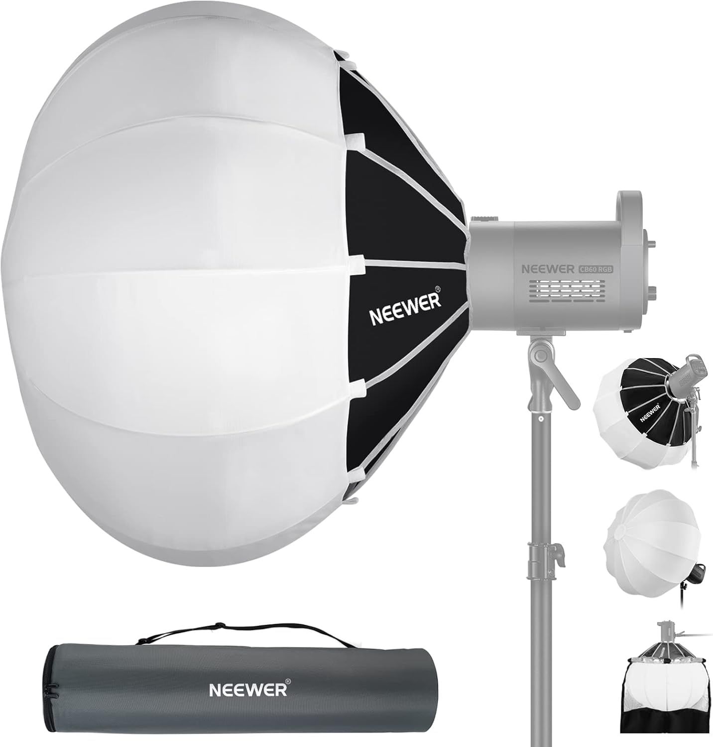 Lámpara softbox Neewer de 90 cm, liberación rápida, difusor de luz de 360° con falda y montaje Bowens