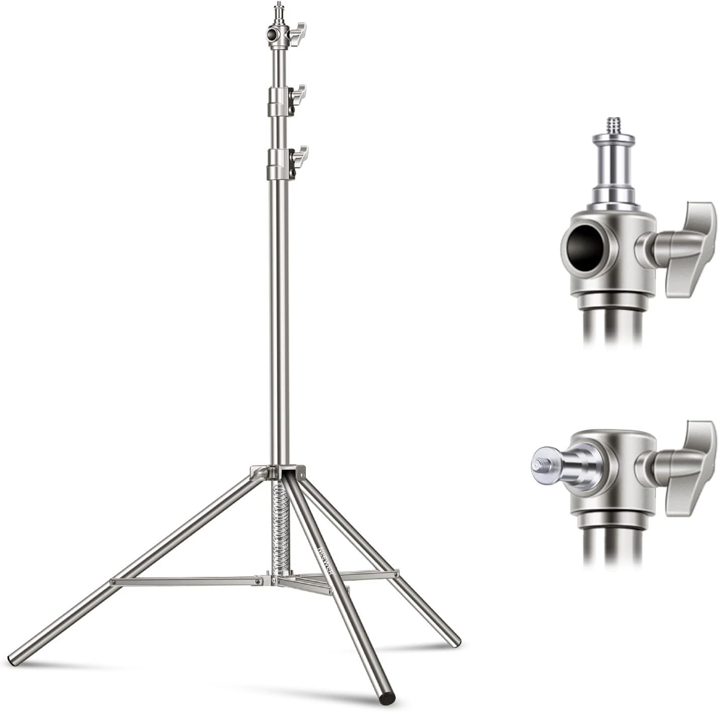 Neewer 72-Inch Steel Light Stand with Spring Cushion, Universal Vis Adapter 1/4"-3/8" for Flash, Ring Light, Softbox