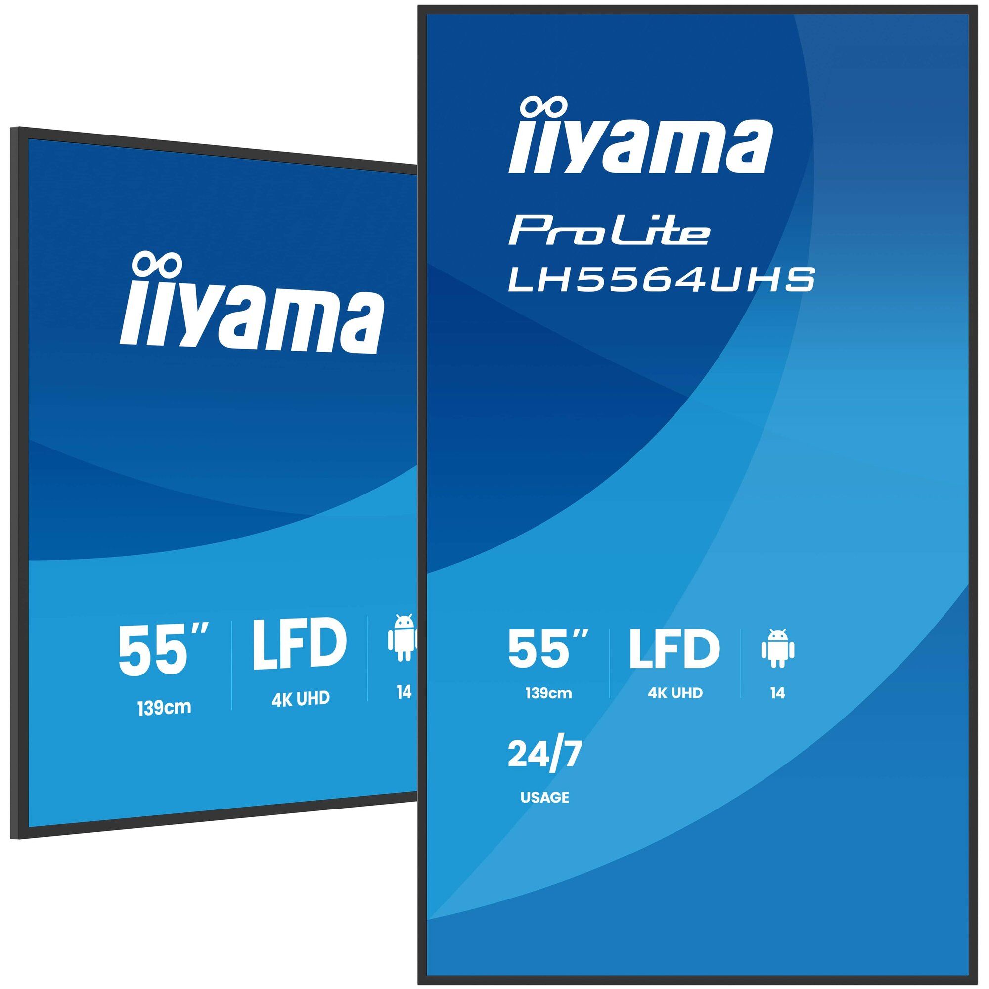 iiyama ProLite LH5564UHS-B1AG - 55" LED Backlit LCD Display - Digital Signage with Integrated Media SoC - 4K UHD (2160p) 3840 x 2160 - Black Frame with Matte Finish