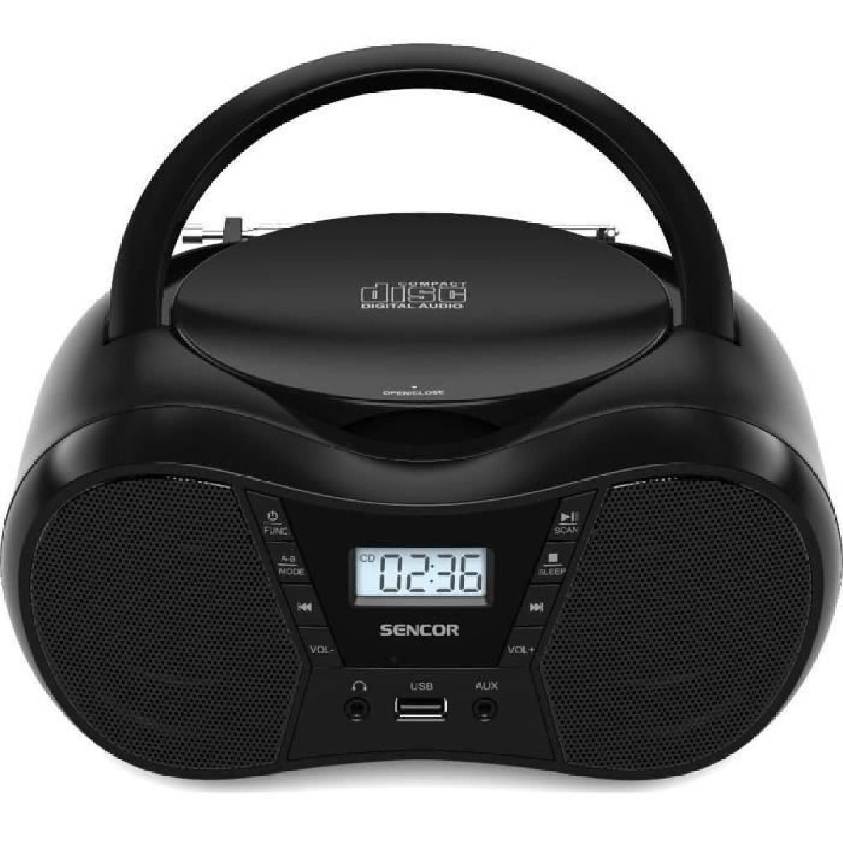 Enceinte amplifiée avec lecteur CD, Bluetooth, MP3, USB, AUX et radio FM - Sencor - SPT 2300 BK