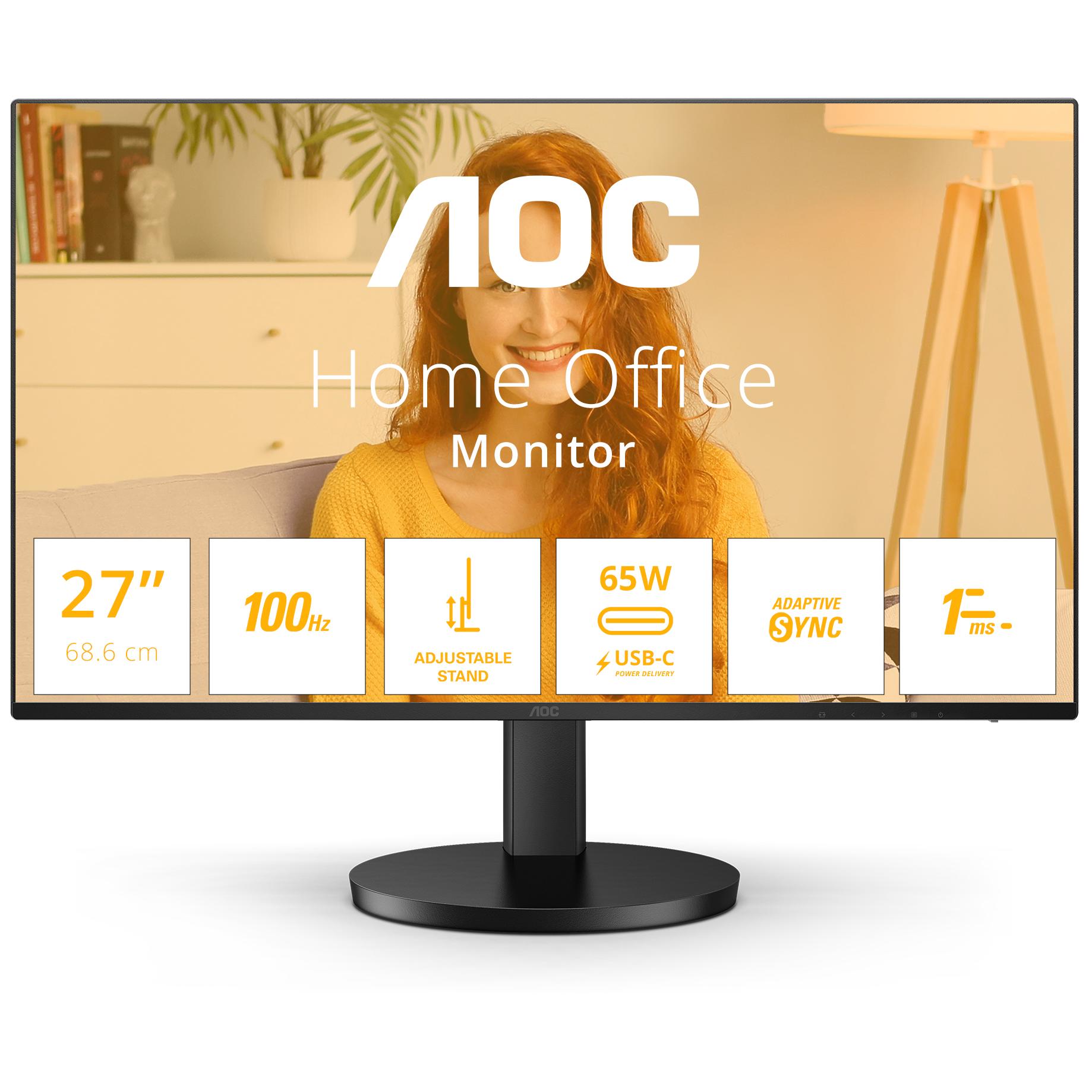 AOC B3 Series Q27B3CF2 - 27" LED Screen - QHD 2560 x 1440 @ 100Hz - IPS - 1500:1 - 1ms - HDMI, USB-C - Speakers - Black