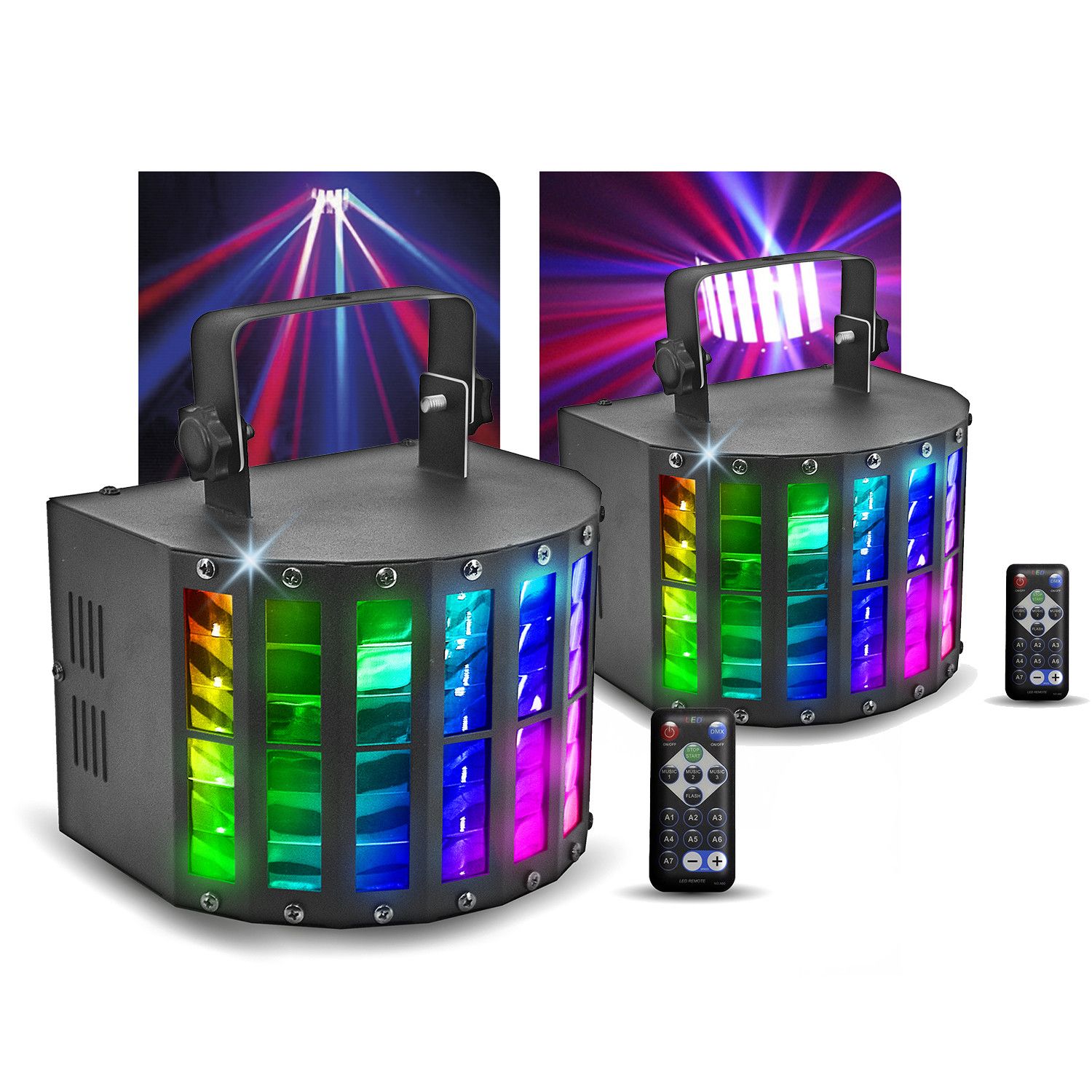 Pack de projecteurs lumineux Pickering Mega Derby DJ, 9 LED de 3W, mode clignotant et rythme automatique de la musique, contrôle DMX