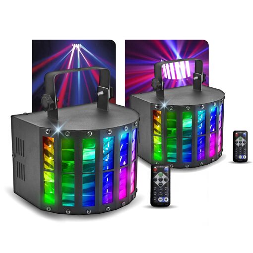 Pickering Mega Derby LED Light Projector Pack for Parties, 9x 3W RGB Lights, Music-Sync & DMX Control