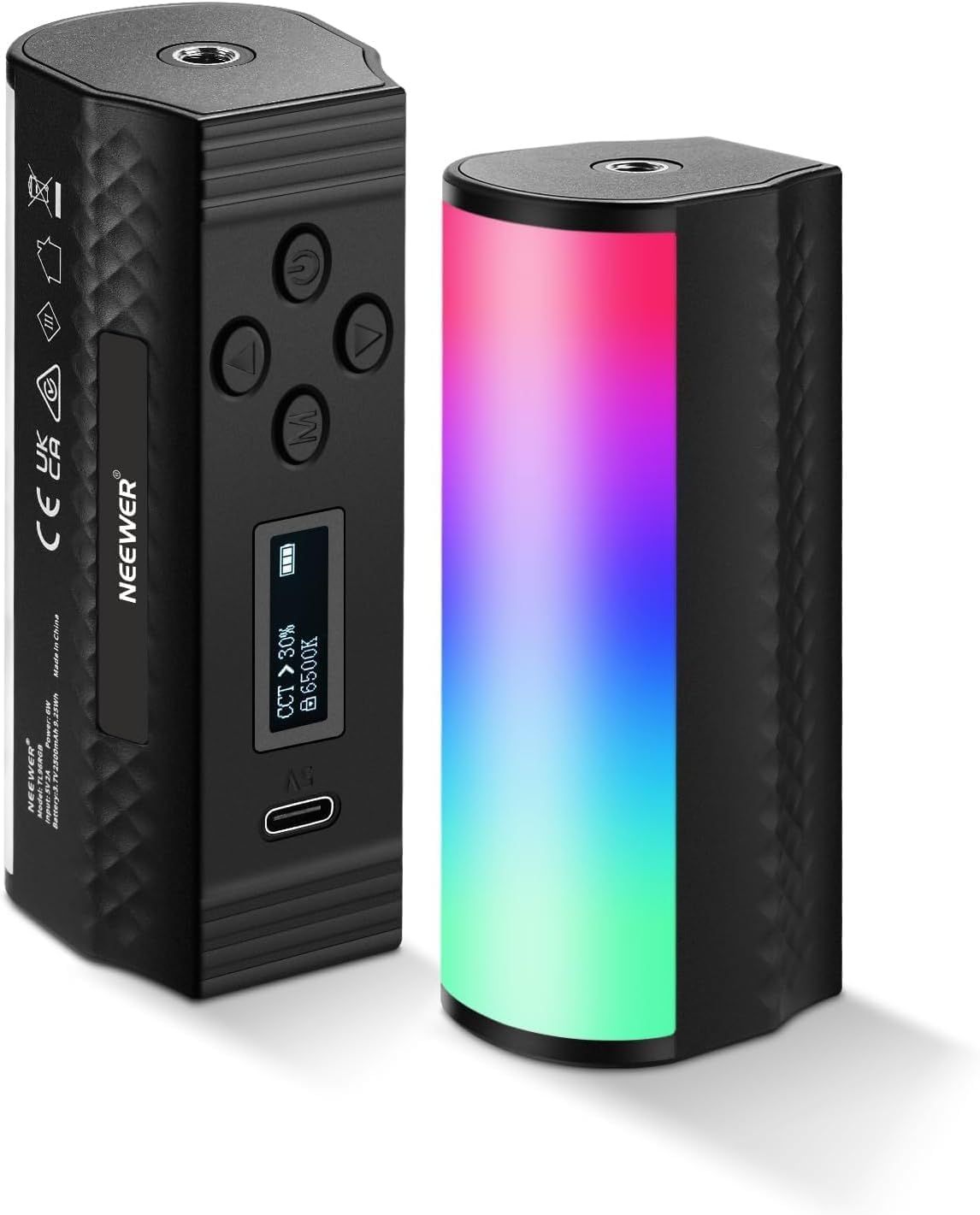 Lámpara mágica magnética Neewer, Mini luz LED RGB de 360 ° con batería recargable de 2500 mAh, luz de tubo para cámara ajustable para fotografía TikTok YouTube Vlog, TL96RGB, 2 unidades