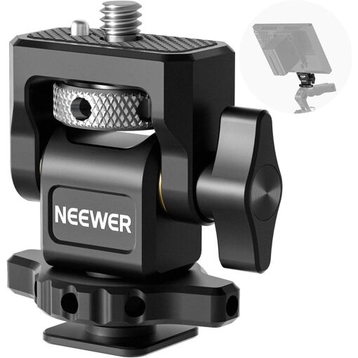 Soporte para cámara de monitor Neewer con zapata fría para monitores de 5 y 7 pulgadas, hilo de 1/4', compatible con Atomos Ninja V, rotación de 360°, inclinación ajustable de 180°, espuma
