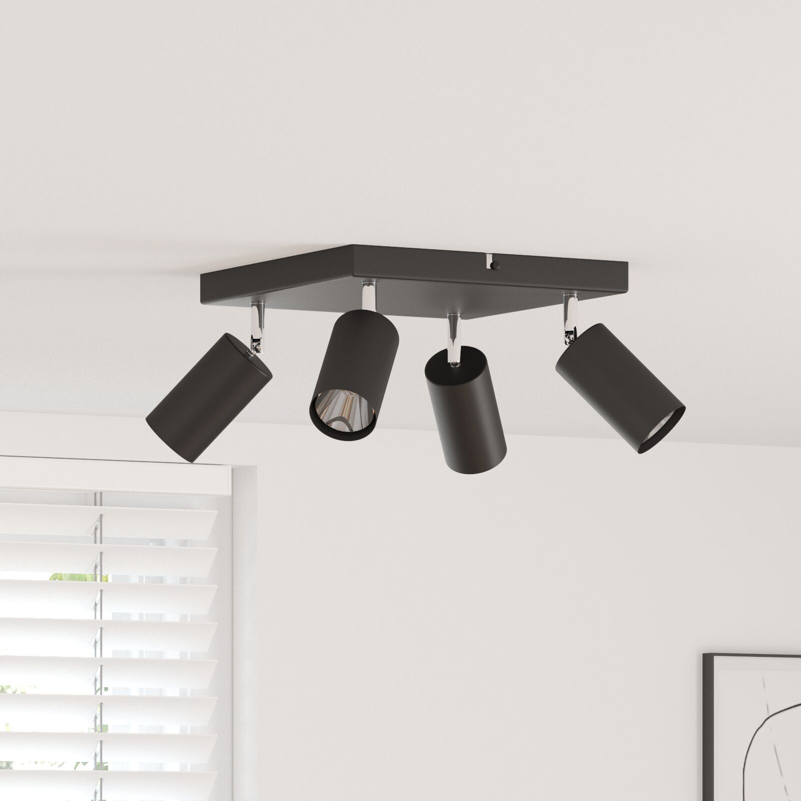 vidaXL Black 4-Way Adjustable Ceiling Projector, GU10