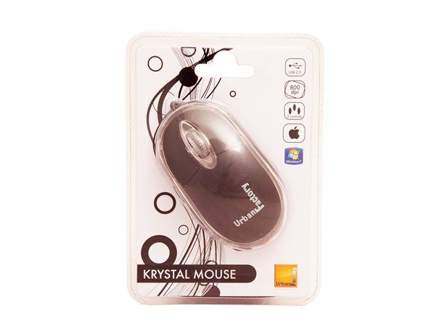 Souris Urban Factory Cristal, Optique USB 2.0, 800 dpi, Noir