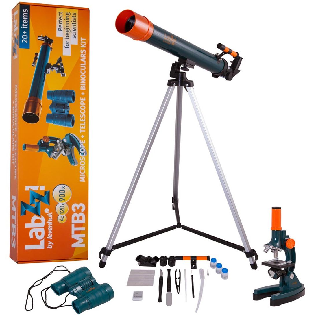 Kit Levenhuk LabZZ MTB3 - Téléscope, Microscope et Jumelles 3 en 1 pour Enfant