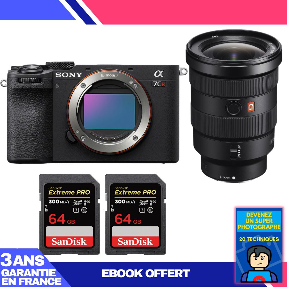 Sony A7CR Black Camera Kit with FE 16-35mm f/2.8 GM Lens + 2 SanDisk 64GB Extreme PRO UHS-II SDXC Cards