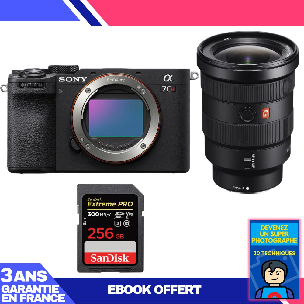 Sony A7CR Black Body + FE 16-35mm f/2.8 GM Lens + 1 SanDisk 256GB Extreme PRO UHS-II SDXC Card + 'Become a Super Photographer' Ebook