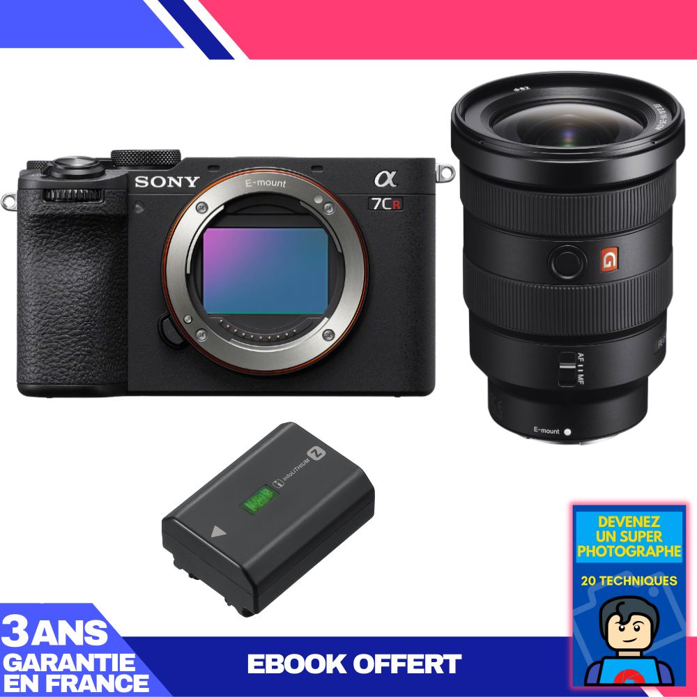 Sony A7CR Black Camera + FE 16-35mm f/2.8 GM Lens + 1 Sony NP-FZ100 Battery + 'Become a Super Photographer' Ebook