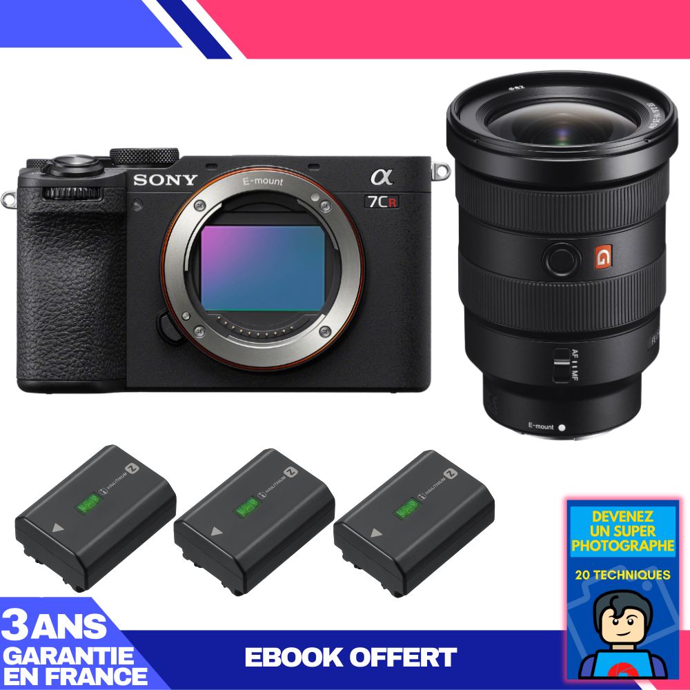 Sony A7CR Black Body + FE 16-35mm f/2.8 GM Lens + 3 Sony NP-FZ100 Batteries + 'Become a Super Photographer' Ebook