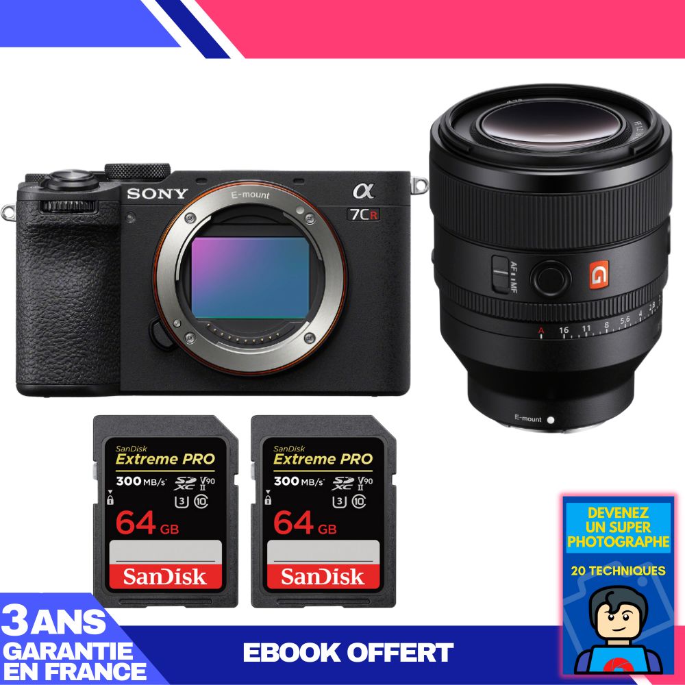 Sony A7CR Black Camera Kit with FE 50mm f/1.2 GM Lens + 2x SanDisk 64GB Extreme PRO UHS-II SDXC Cards