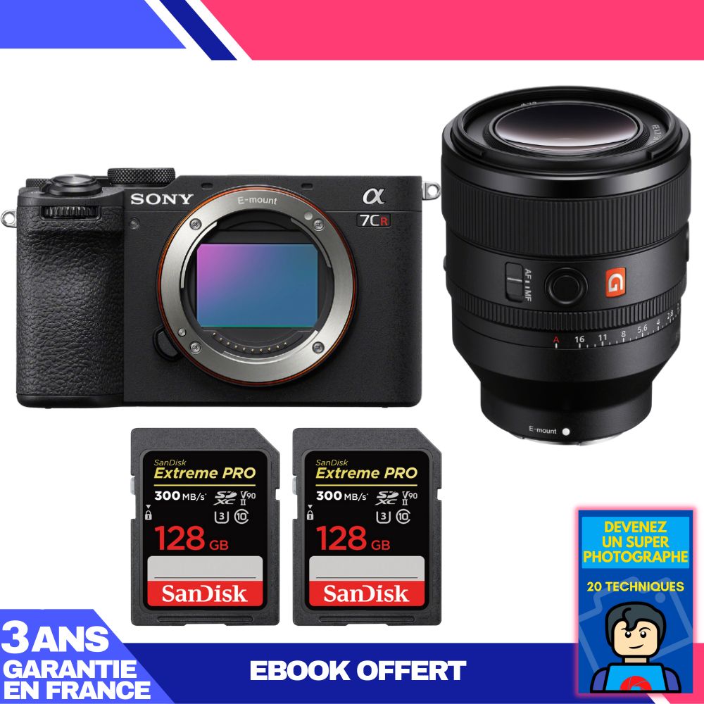 Sony A7CR Black Body + FE 50mm f/1.2 GM Lens + 2x SanDisk 128GB Extreme PRO UHS-II SDXC Cards + 'Become a Super Photographer' Ebook