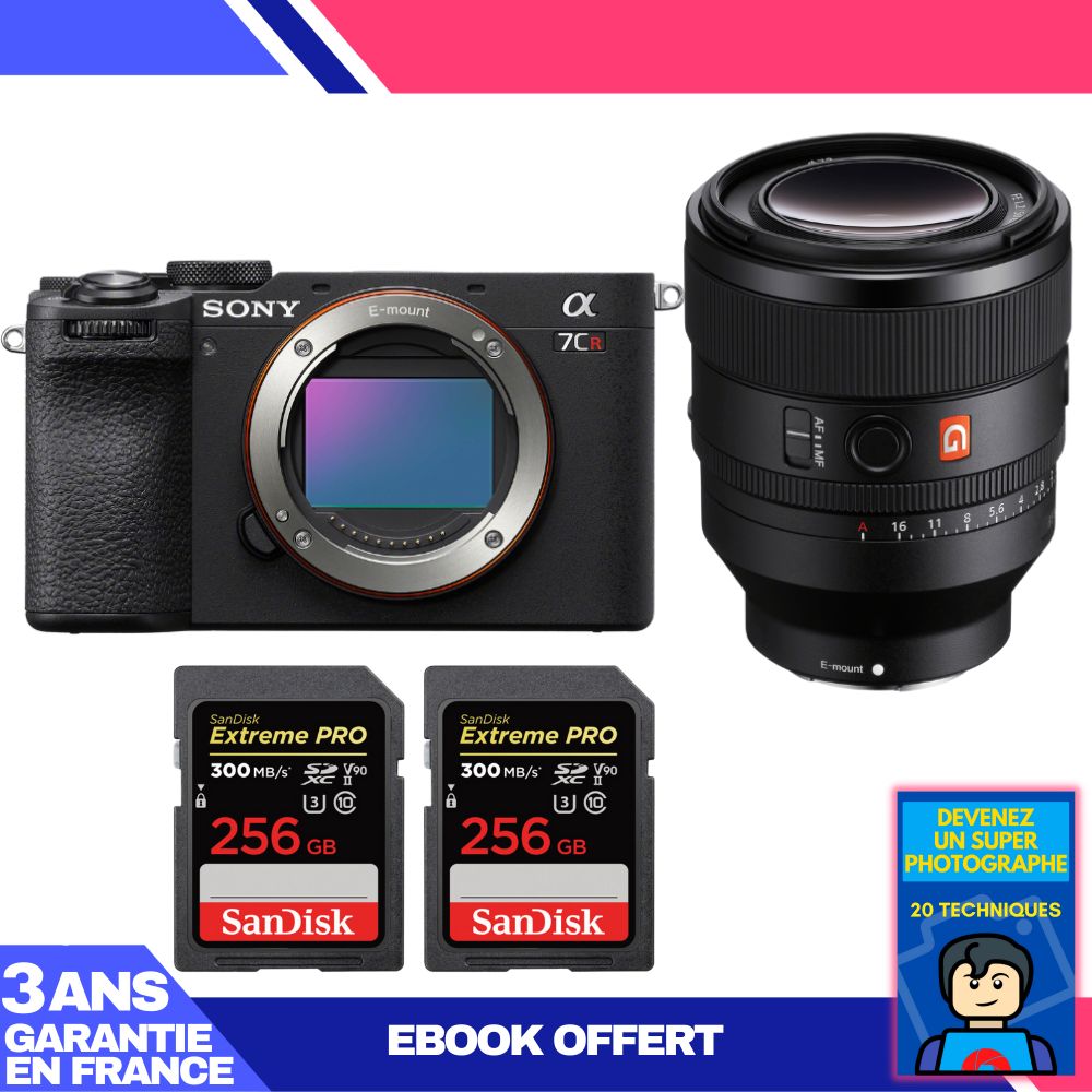 Sony A7CR Black Kit with FE 50mm f/1.2 GM Lenses + 2x 256GB SanDisk Extreme PRO UHS-II SDXC Cards + Ebook