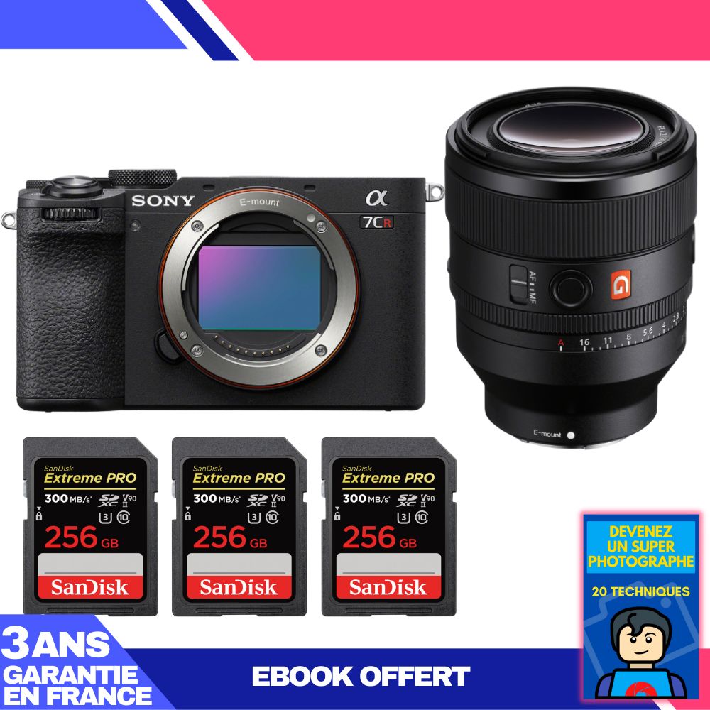 Sony A7CR Black Body + FE 50mm f/1.2 GM Lens + 3 SanDisk 256GB Extreme PRO UHS-II SDXC Cards + 'Become a Super Photographer' Ebook