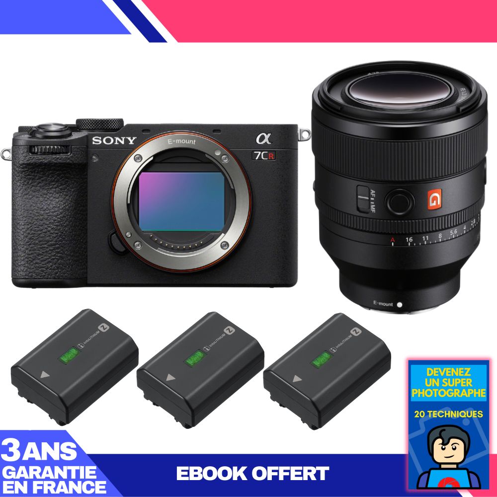 Sony A7CR Black Camera Kit with FE 50mm f/1.2 GM Lens + 3 Sony NP-FZ100 Batteries + 'Become a Super Photographer' Ebook