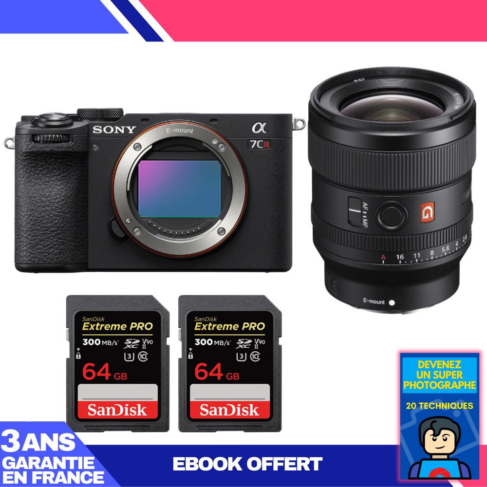 Sony A7CR Black Kit + FE 24mm f/1.4 GM + 2x SanDisk 64GB Extreme PRO UHS-II SDXC 300MB/s