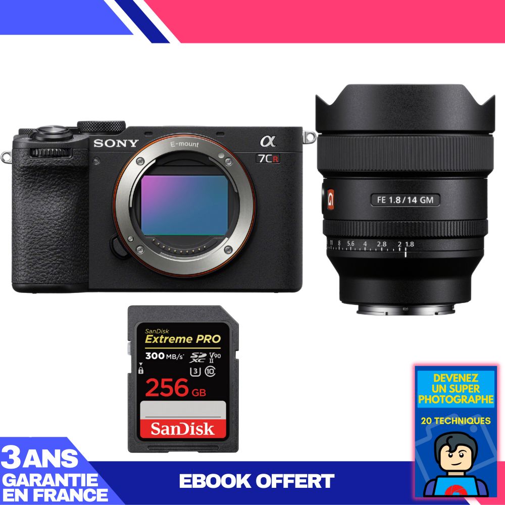 Sony A7CR Black Camera Kit with FE 14mm f/1.8 GM Lens + SanDisk 256GB Extreme PRO UHS-II SDXC Memory Card