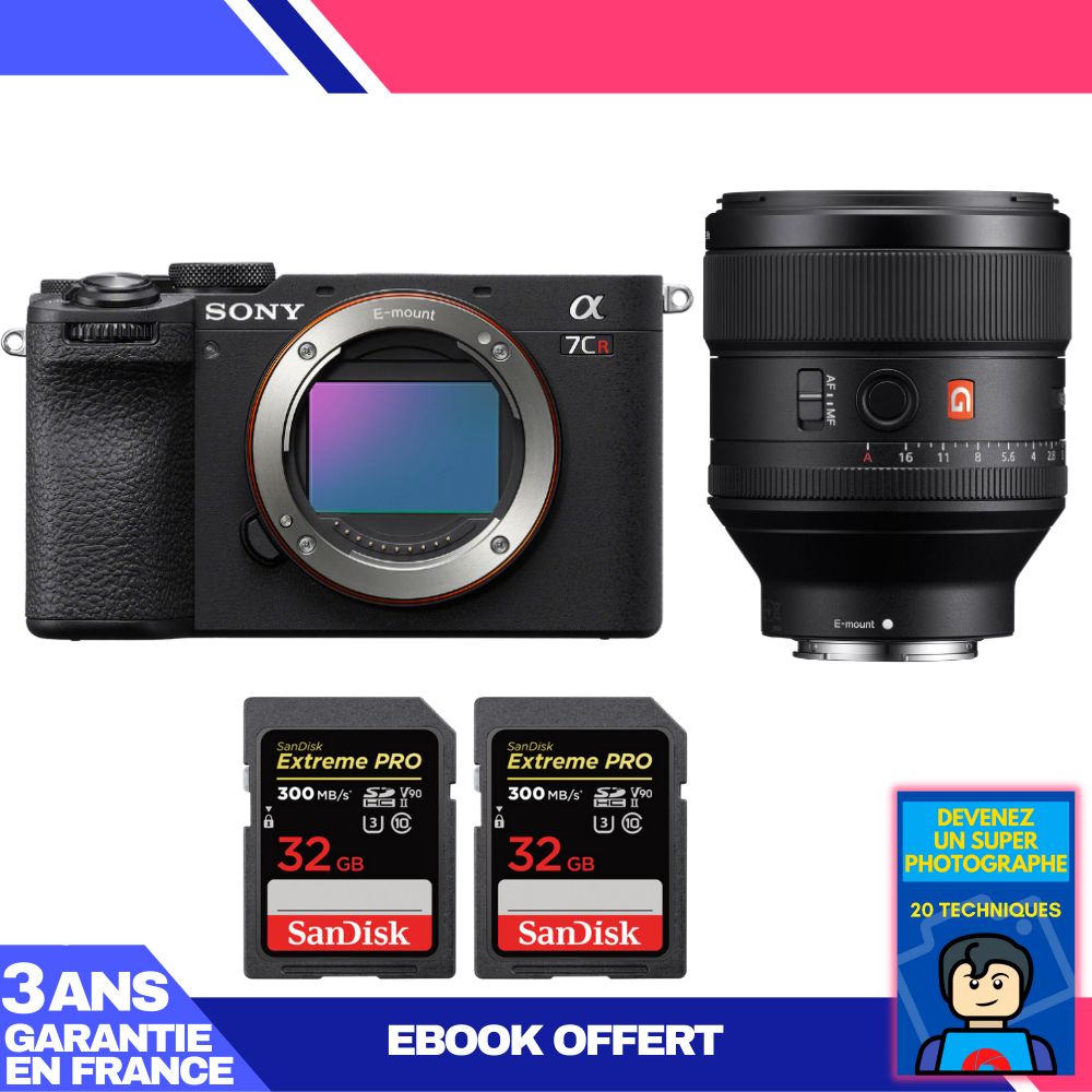 Sony A7CR Black Body + FE 85mm f/1.4 GM Lens + 2 SanDisk 32GB Extreme PRO UHS-II SDXC Cards + 'Become a Super Photographer' Ebook
