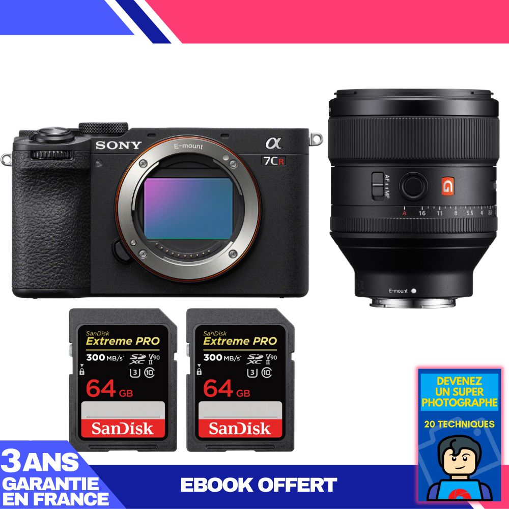Sony A7CR Black Body + FE 85mm f/1.4 GM Lens + 2 SanDisk 64GB Extreme PRO UHS-II SDXC Cards + 'Become a Master Photographer' Ebook