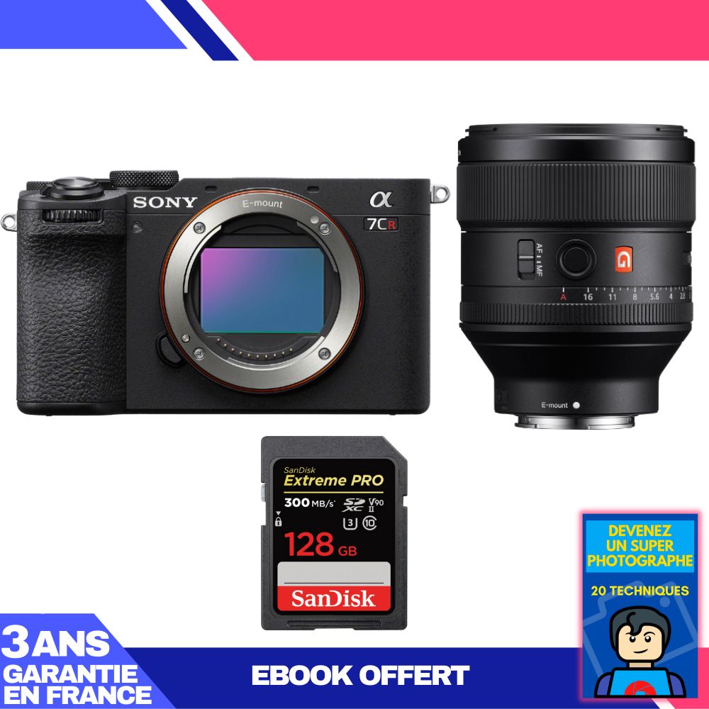 Sony A7CR Black Body + FE 85mm f/1.4 GM Lens + 1 SanDisk 128GB Extreme PRO UHS-II SDXC Card + 'Become a Super Photographer' Ebook