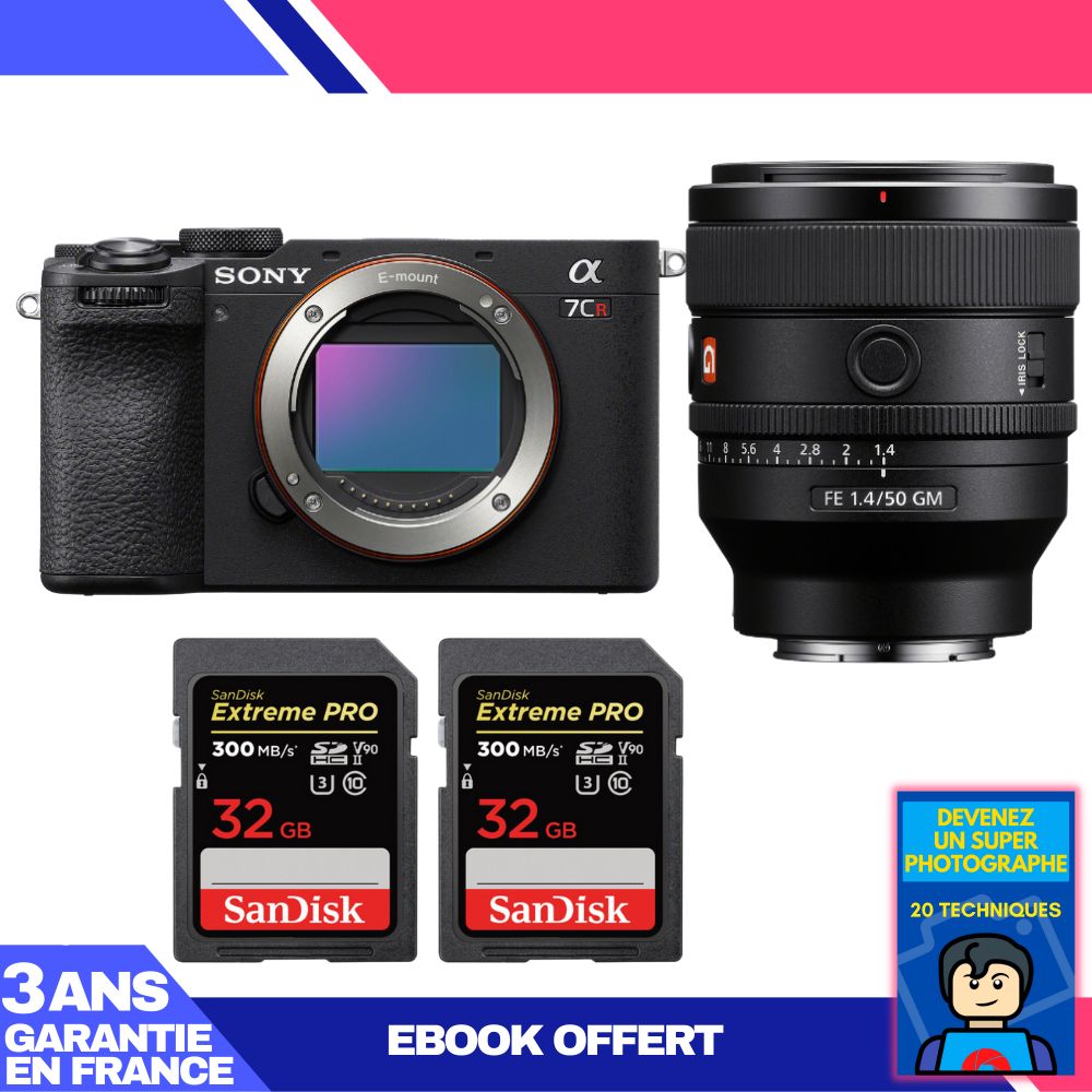 Sony A7CR Black Body + FE 50mm f/1.4 GM Lens + 2x SanDisk 32GB Extreme PRO UHS-II SDXC Cards + 'Become a Master Photographer' Ebook