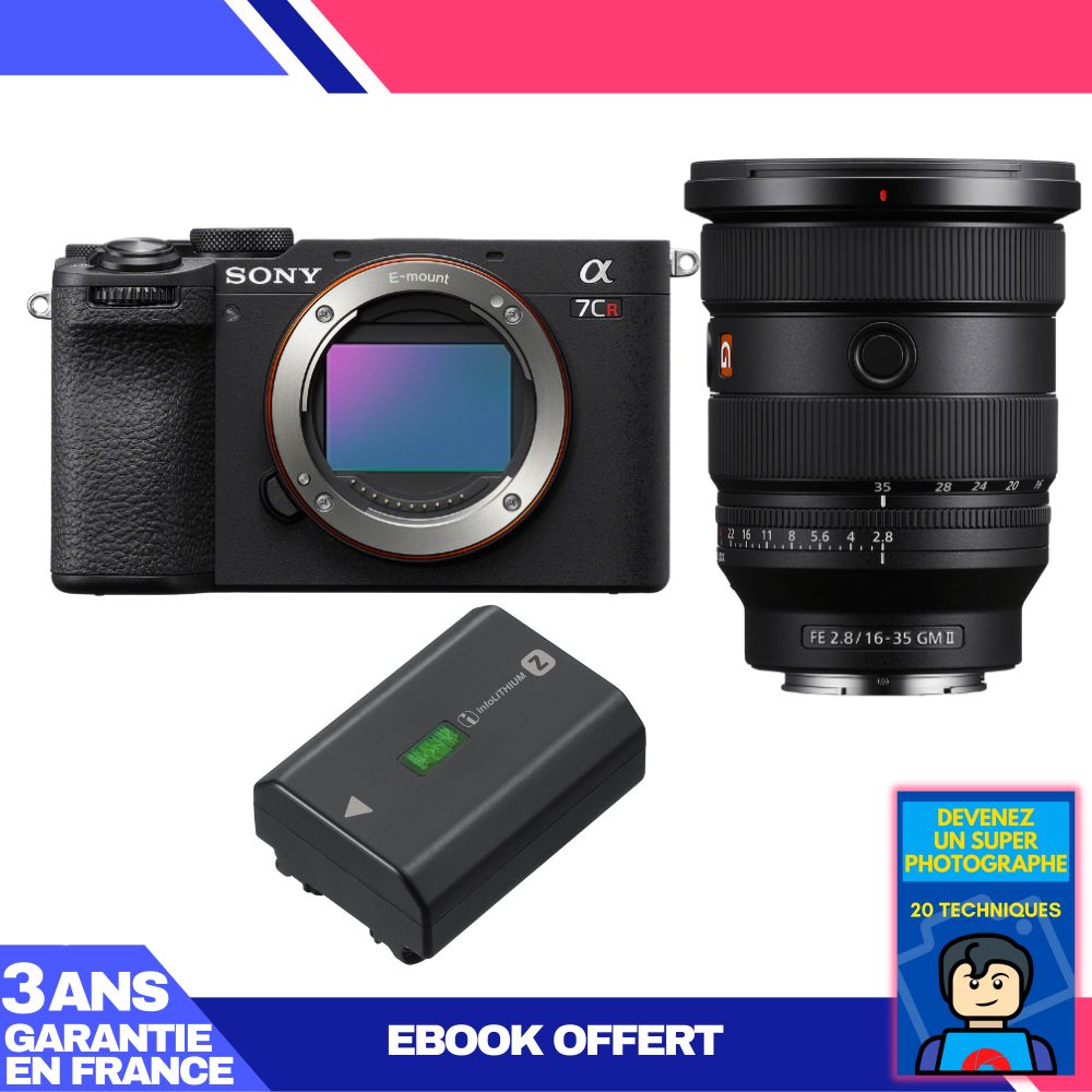 Sony A7CR Black Body + FE 16-35mm f/2.8 GM II Lens + Sony NP-FZ100 Battery + 'Become a Super Photographer' Ebook