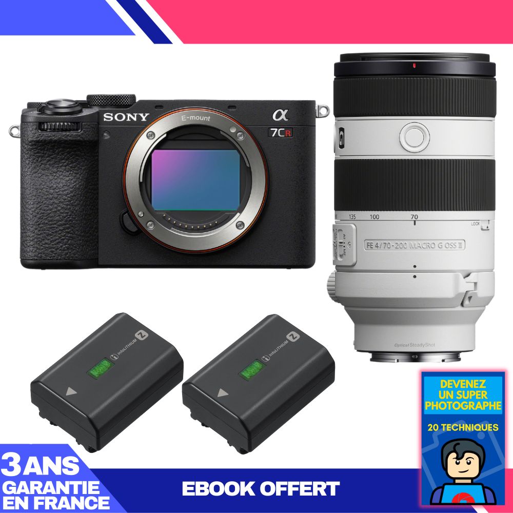Sony A7CR Black Body + FE 70-200mm f/4 Macro G OSS II Lens + 2 Sony NP-FZ100 Batteries + 'Become a Super Photographer' Ebook