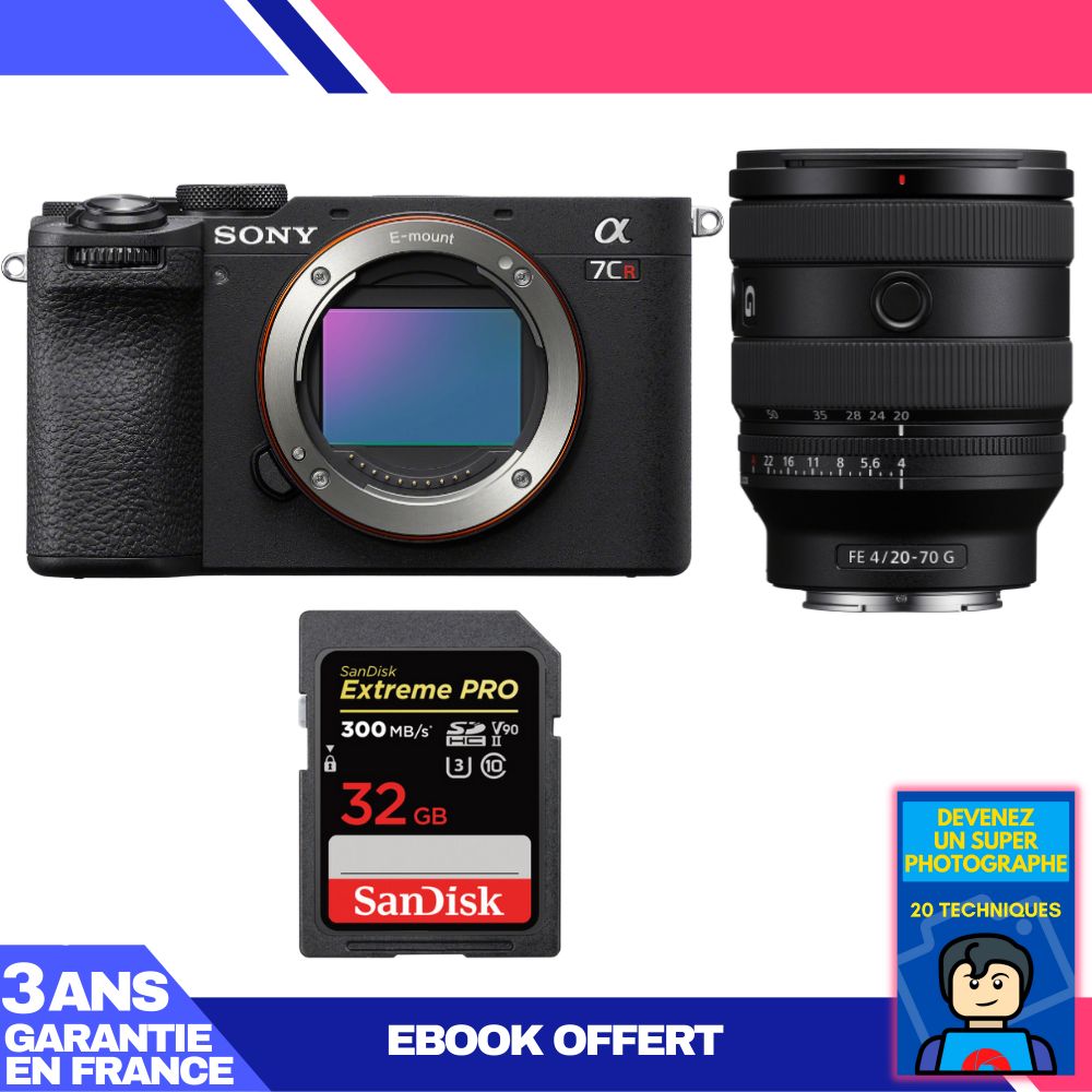 Sony A7CR Black Body + FE 20-70mm f/4 G Lens + 1 SanDisk 32GB Extreme PRO UHS-II SDXC Card + 'Become a Super Photographer' Ebook