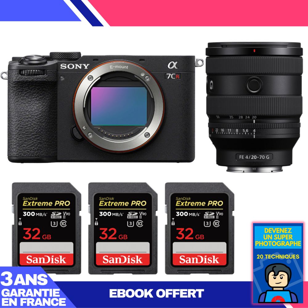 Sony A7CR Black Body + FE 20-70mm f/4 G Lens + 3 SanDisk 32GB Extreme PRO UHS-II SDXC Cards + 'Become a Master Photographer' Ebook
