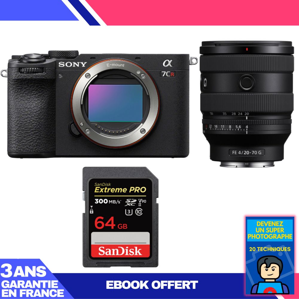 Sony A7CR Black Camera + FE 20-70mm f/4 G Lens + 1 SanDisk 64GB Extreme PRO UHS-II SDXC Card + 'Become a Master Photographer' Ebook