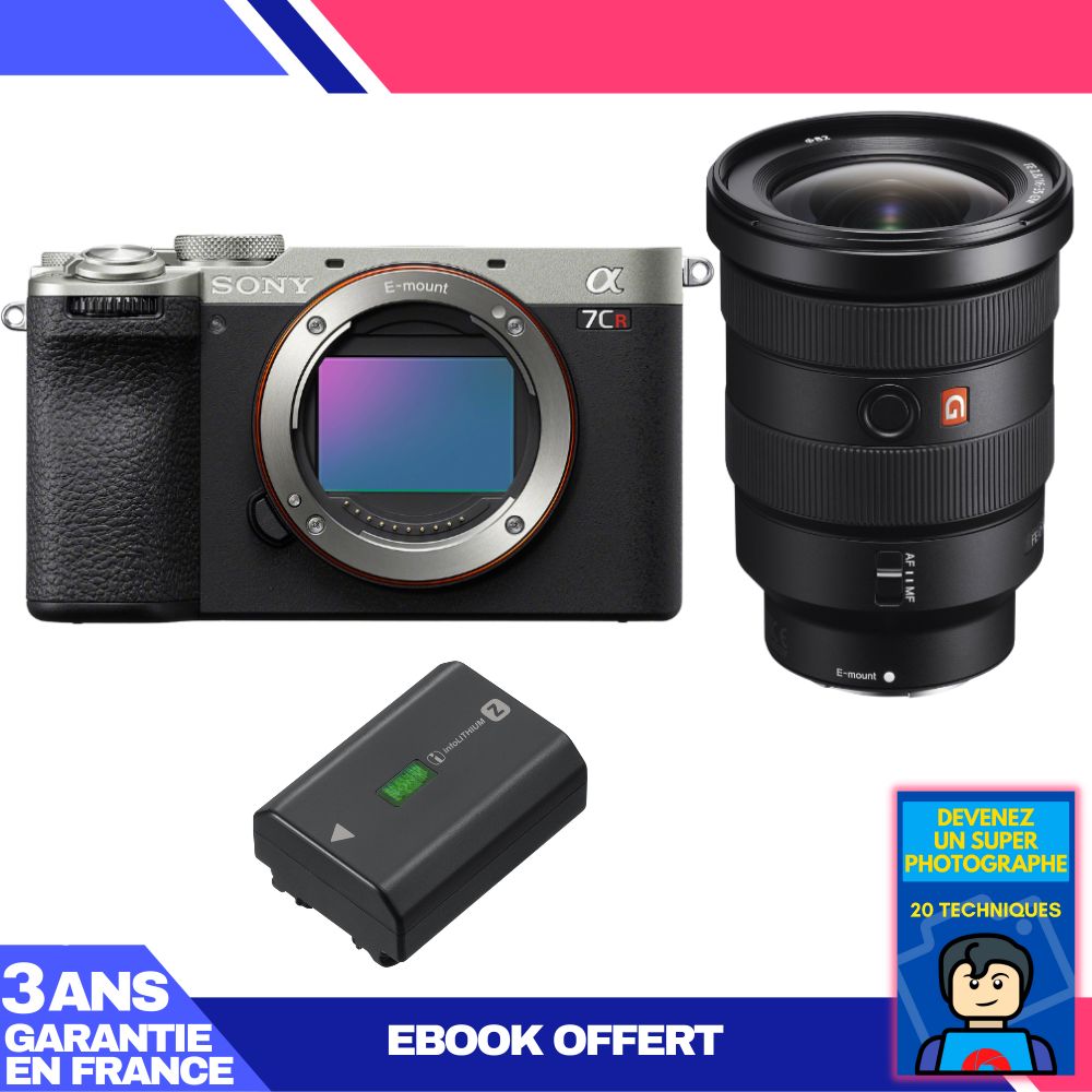 Sony A7CR Silver Camera Kit with FE 16-35mm f/2.8 GM Lens + NP-FZ100 Battery + 'Become a Super Photographer' Ebook