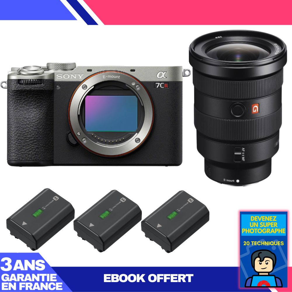 Sony A7CR Silver Camera Kit with FE 16-35mm f/2.8 GM Lens + 3 Sony NP-FZ100 Batteries + Ebook