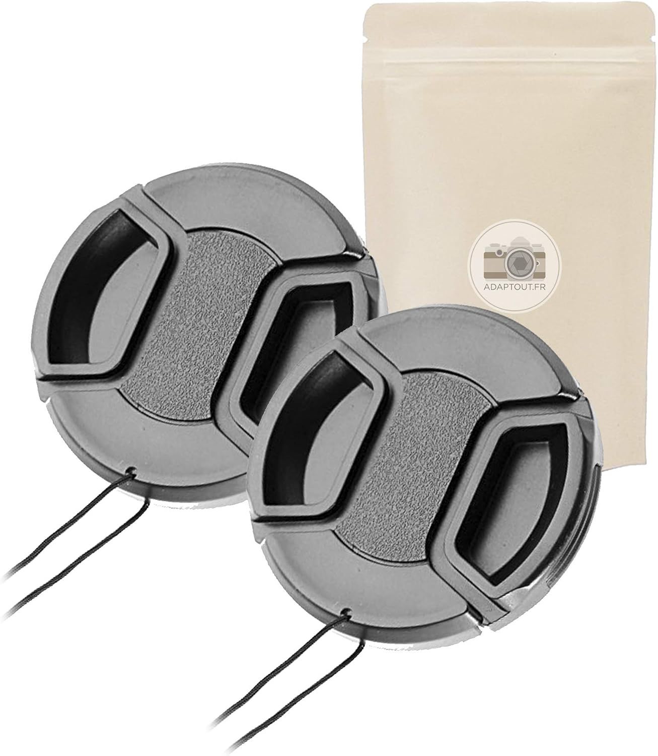 49mm Quality Lens Cap with Clip for 49mm Diameter Lenses - Compatible with All Camera Brands (2-Pack)