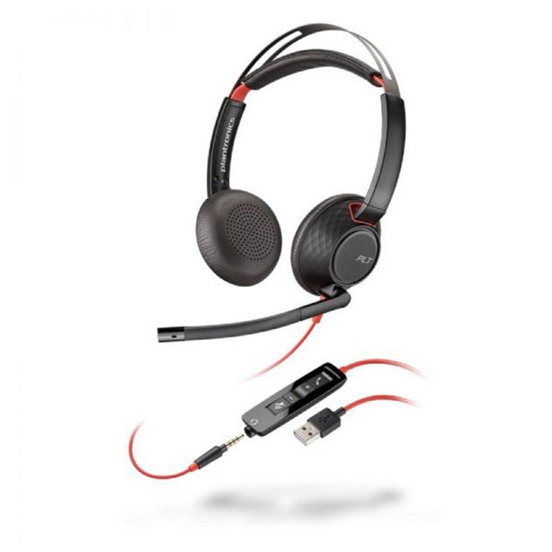 Poly Blackwire 5220 Stereo Headset - USB-A, 3.5mm Jack, Remote Control